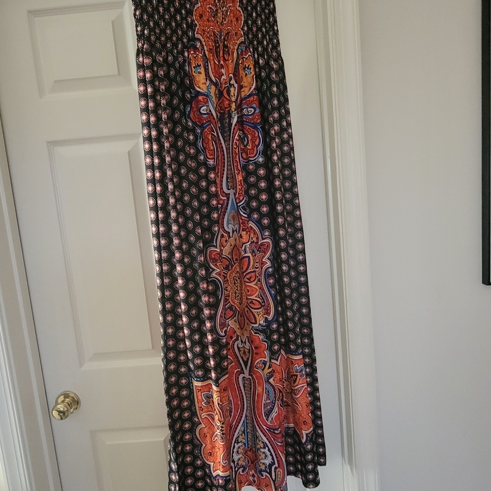 Magic Black and Orange Paisley Maxi Skirt